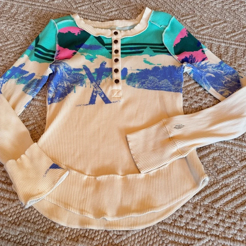 FREE PEOPLE Long Sleeve Ski Top -M - Picture 5 of 11